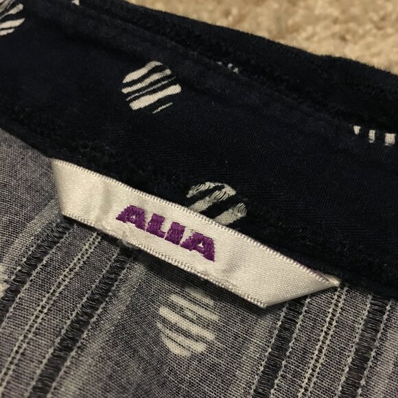 Alia 100% Cotton Navy Blue and White Broken Polka Dot Button Down Shirt - Picture 8 of 15